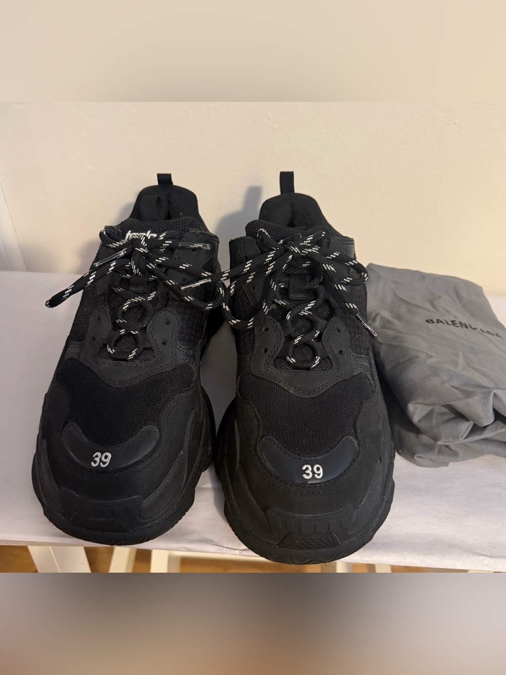 Balenciaga Black Triple S Style Chunky Sneakers Size 39 $1,190